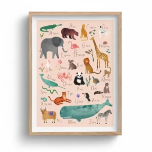Affiche encadrée - Alphabet animaux