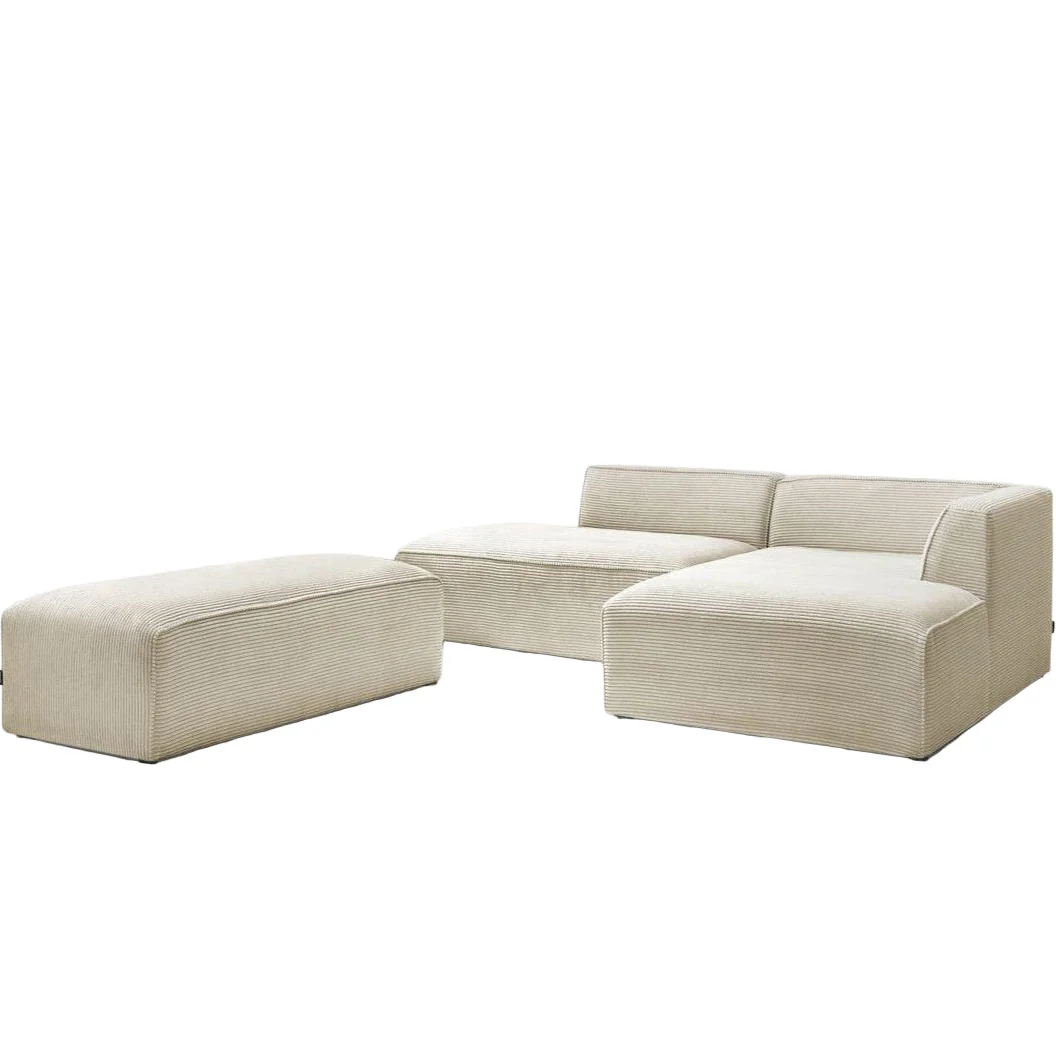 Canapé d&rsquo;angle avec pouf Megève – Bobochic